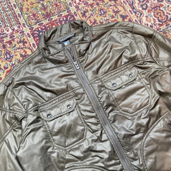 KUHL Project Revolt Primaloft Puffer Moto Jacket Olive Green Hiking Full Zip L